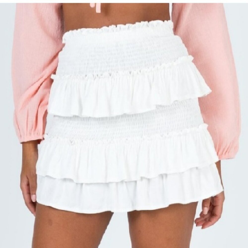 NWT Princess Polly White Ruffle Natalya Mini Skirt Sz 4